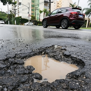 buracos em uma rodivia podem causar grandes estrsgos em seu pneu e roda