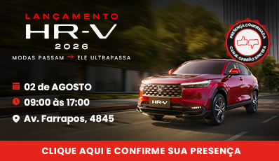Convite para lançamento Honda HR-V 2026 na Kaizen RS em Porto Alegre na Unidade da Zona Norte