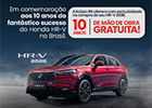 Campanha Honda HR-V 2026 comemorando 10 anos no Brasil com 10 anos de mão de obra gratuita nas revisões, exclusivo na Kaizen RS.