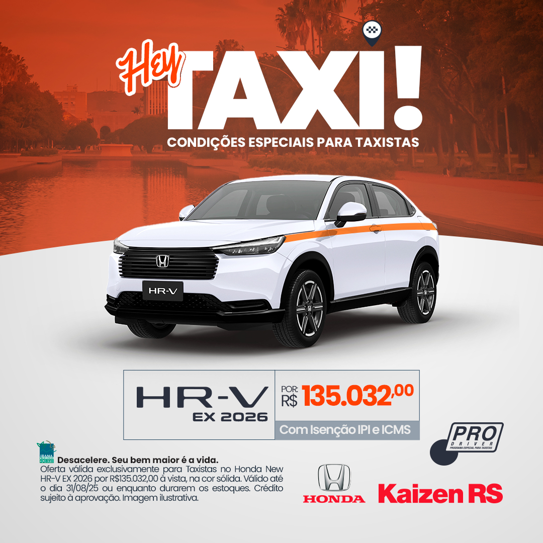 Condições Especiais para Taxistas na HR-V EX 2026