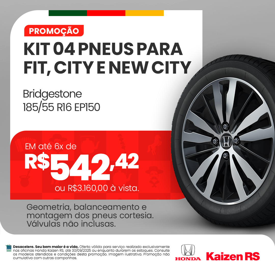 Kit 04 Pneus para Fit, CIty e New City