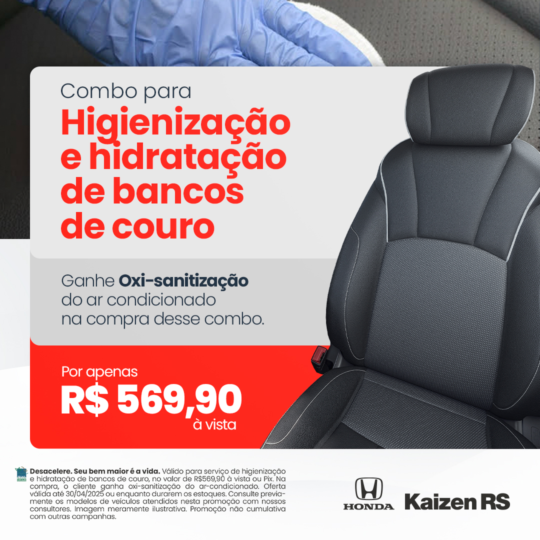 Combo Higienização e hidratação de bancos de couro